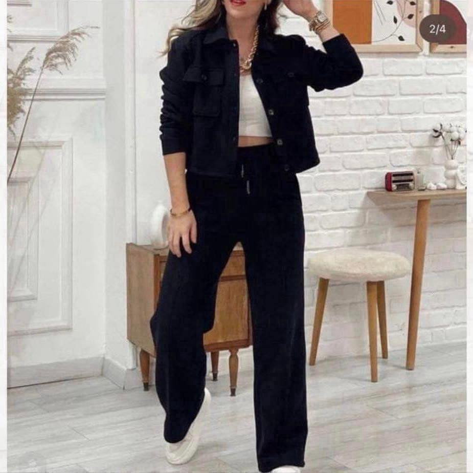 Delle Black Button Tracksuit