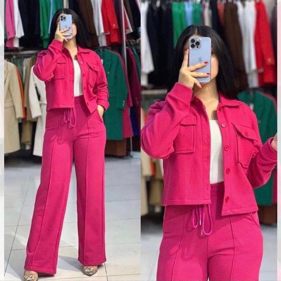 Delle Pink Button Tracksuit